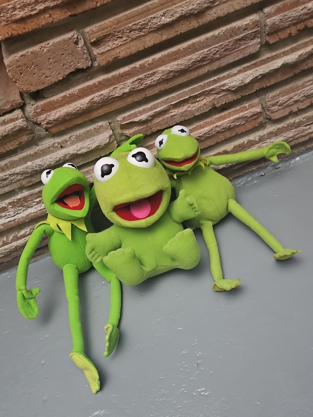 Three Kermit The Frog Plush Toys Vintage 1987 Baby Kermit Muppet Babies